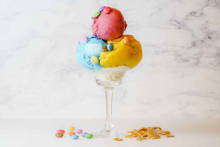colorful scooped sorbet