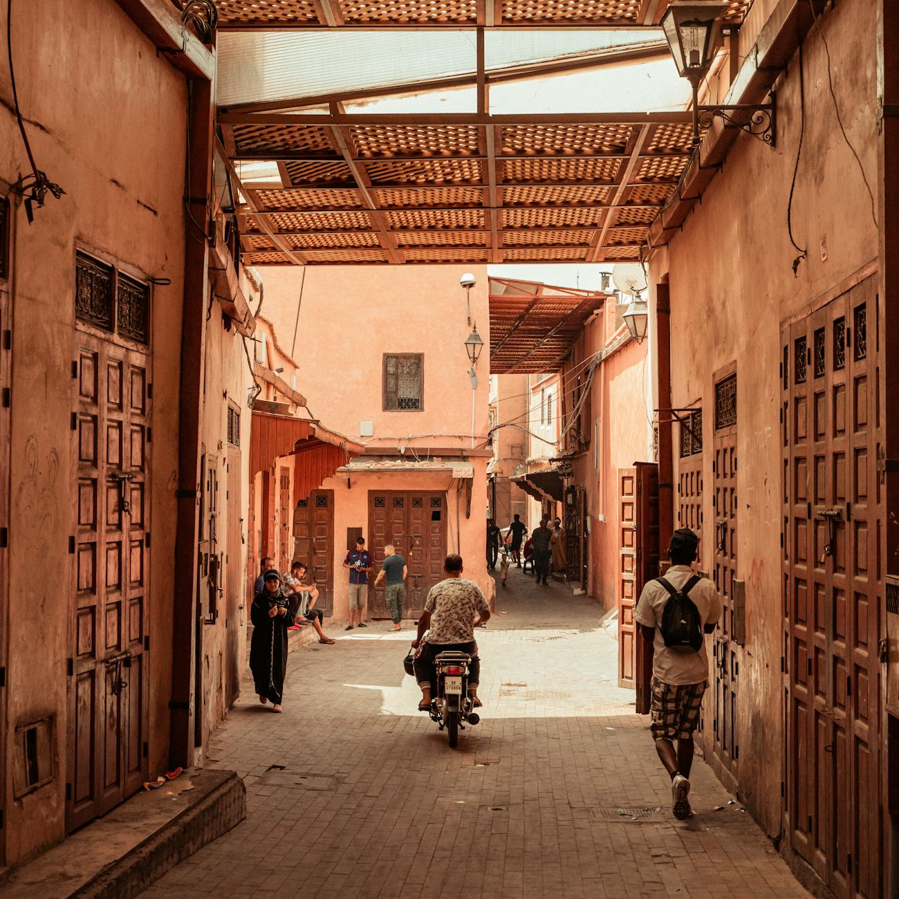 people on street in town